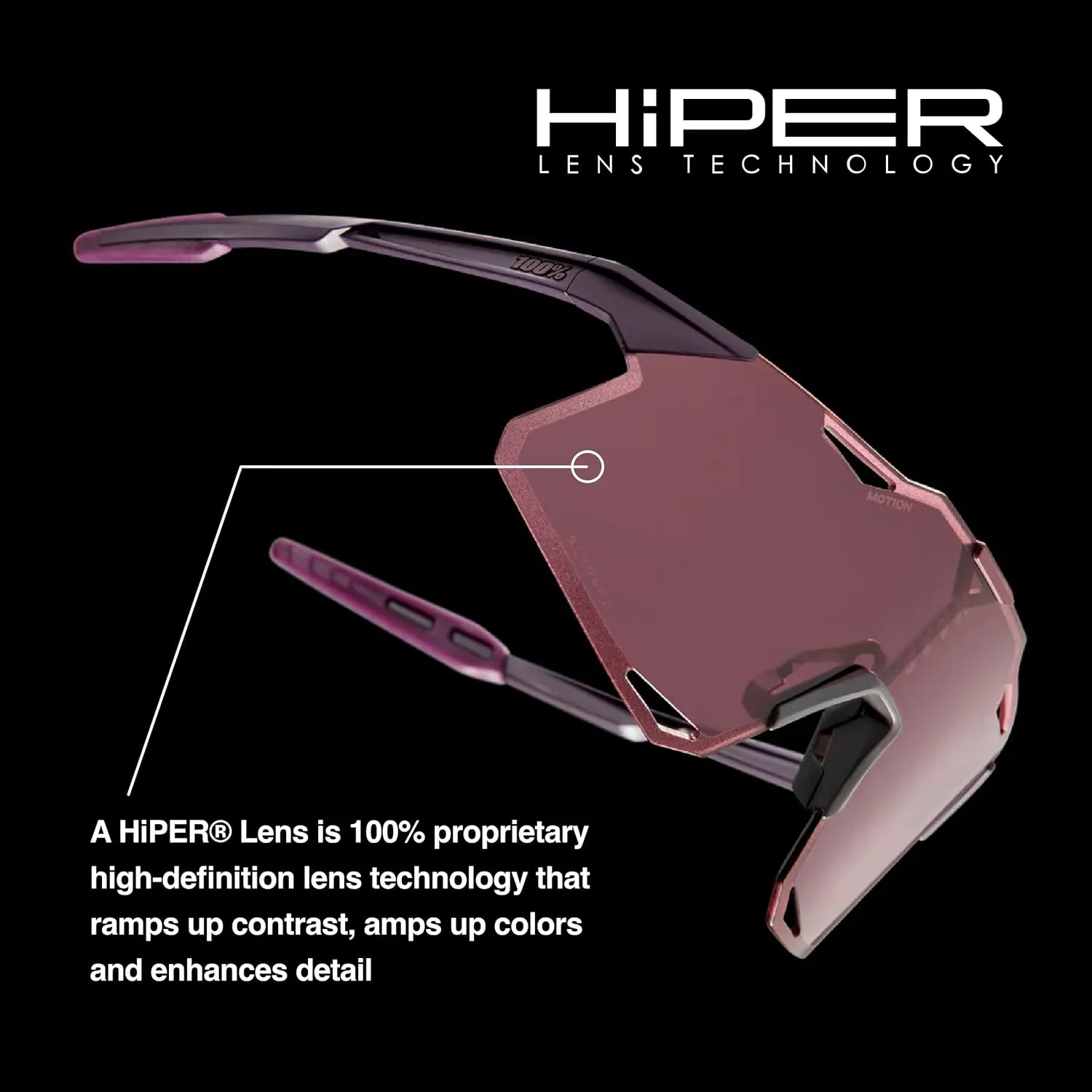 100% HYPERCRAFT Sport Performance Frameless Sunglasses (Gloss Black - HiPER Silver Mirror Lens)