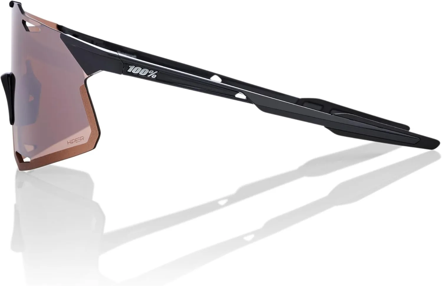 100% HYPERCRAFT Sport Performance Frameless Sunglasses (Gloss Black - HiPER Silver Mirror Lens)