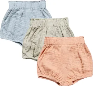 3PC Shorts Set Newborn Baby Girls Boys Pants Cotton Linen Blend Cute Floral Bloomers Triangle Shorts