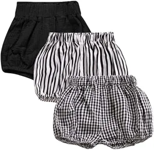 3PC Shorts Set Newborn Baby Girls Boys Pants Cotton Linen Blend Cute Floral Bloomers Triangle Shorts