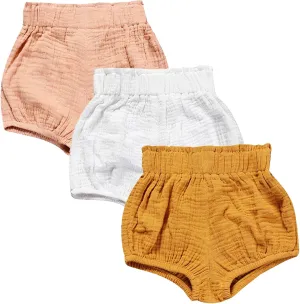 3PC Shorts Set Newborn Baby Girls Boys Pants Cotton Linen Blend Cute Floral Bloomers Triangle Shorts