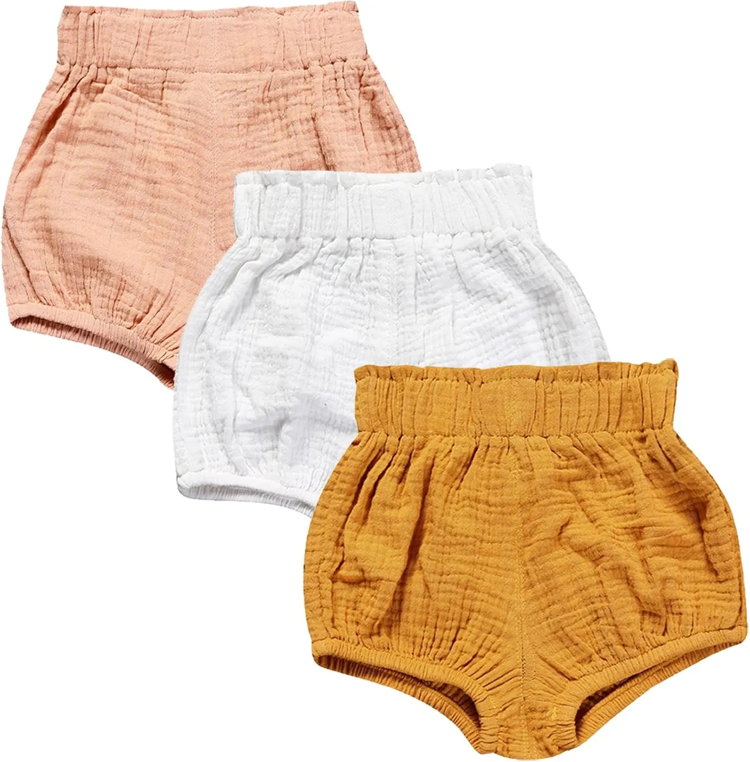 3PC Shorts Set Newborn Baby Girls Boys Pants Cotton Linen Blend Cute Floral Bloomers Triangle Shorts