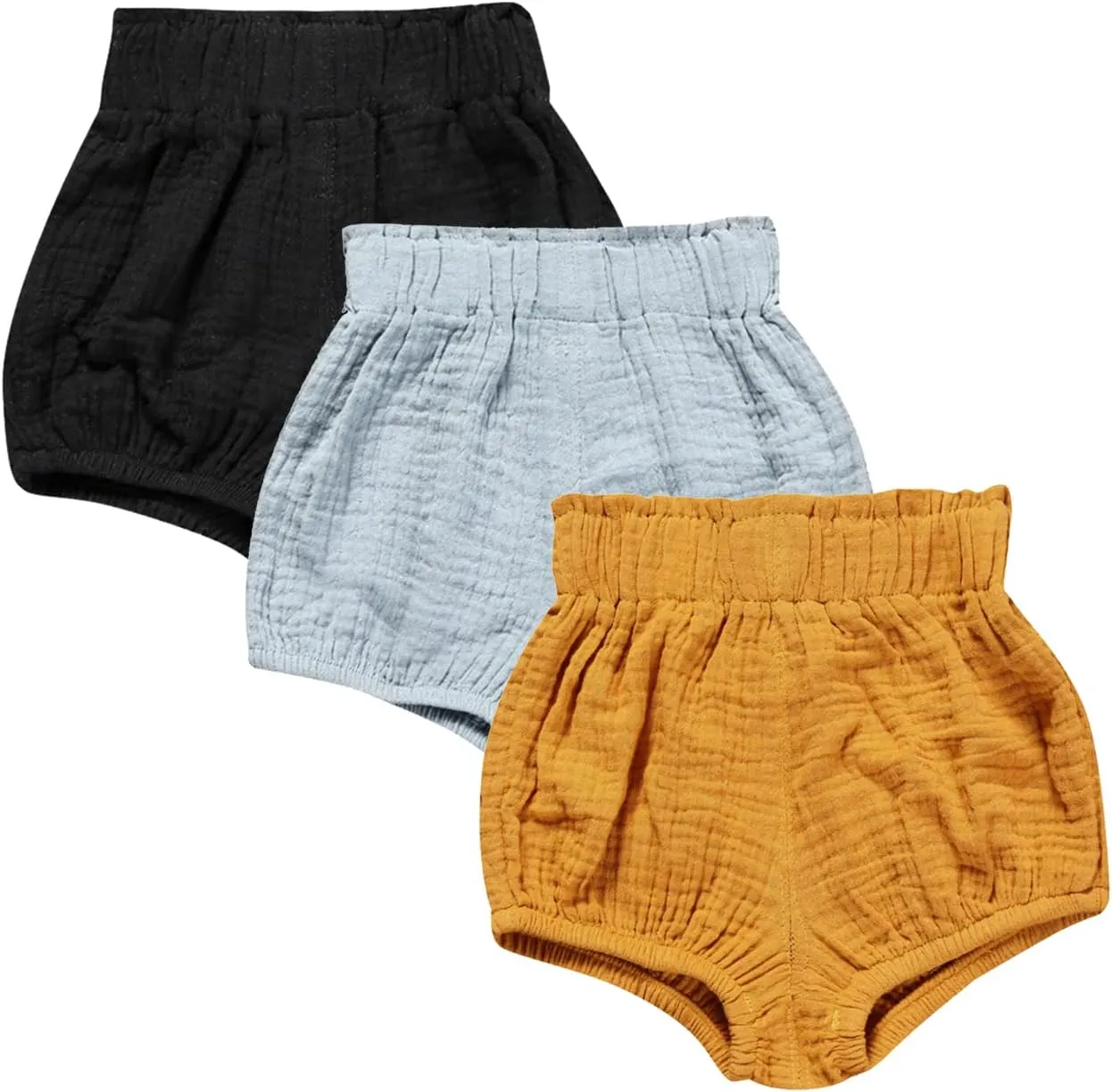 3PC Shorts Set Newborn Baby Girls Boys Pants Cotton Linen Blend Cute Floral Bloomers Triangle Shorts