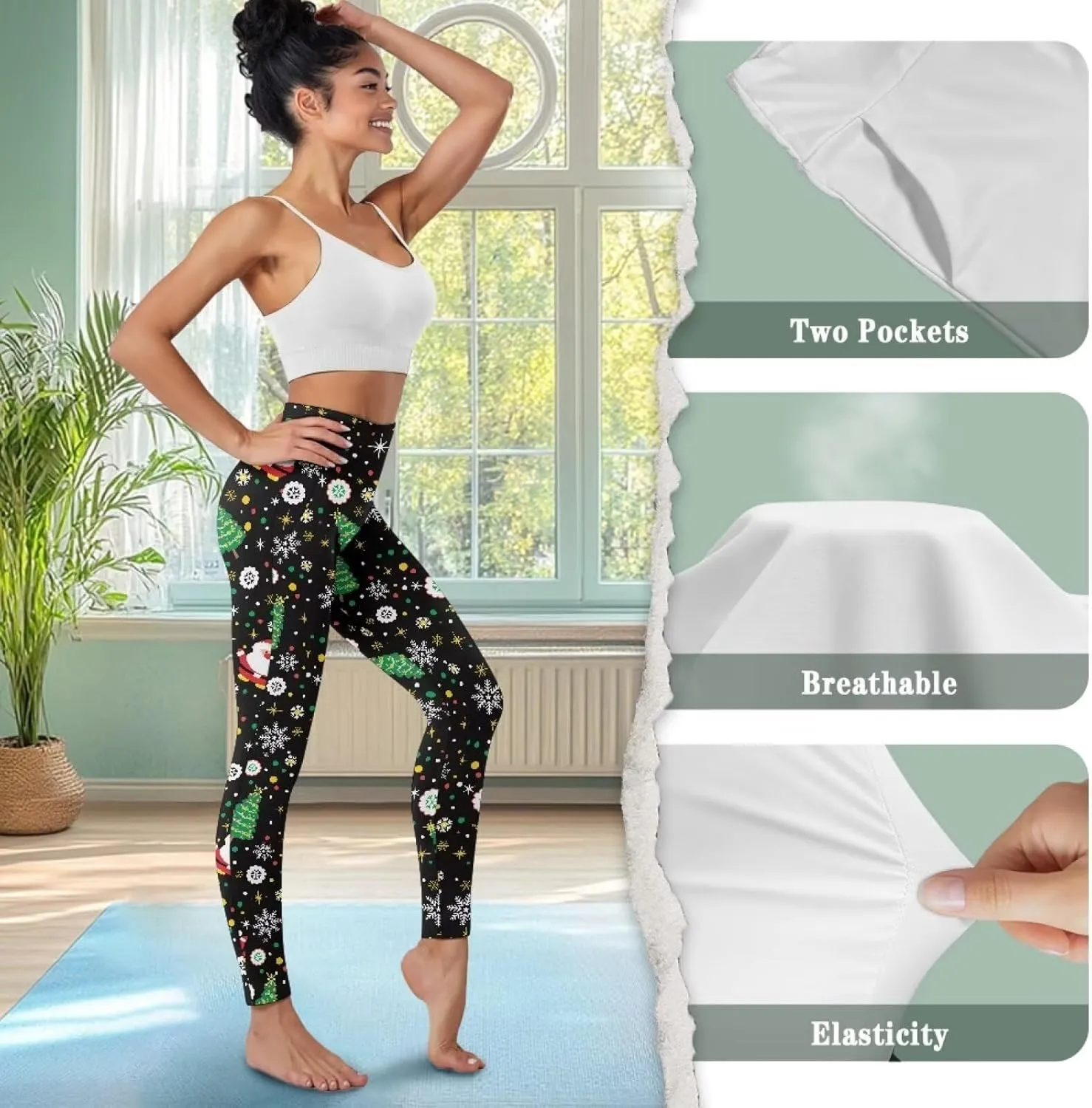 AFPANQZ Women's Yoga Leggings with Pockets Seamless Yoga Pants Casual Running Dance Sports Activewear Workout Stretch Capri
