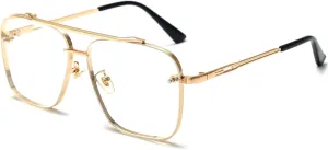 AIEYEZO Square Sunglasses for Men Women Fashion Oversized Glasses Metal Frame Square Aviator Gradient Shades