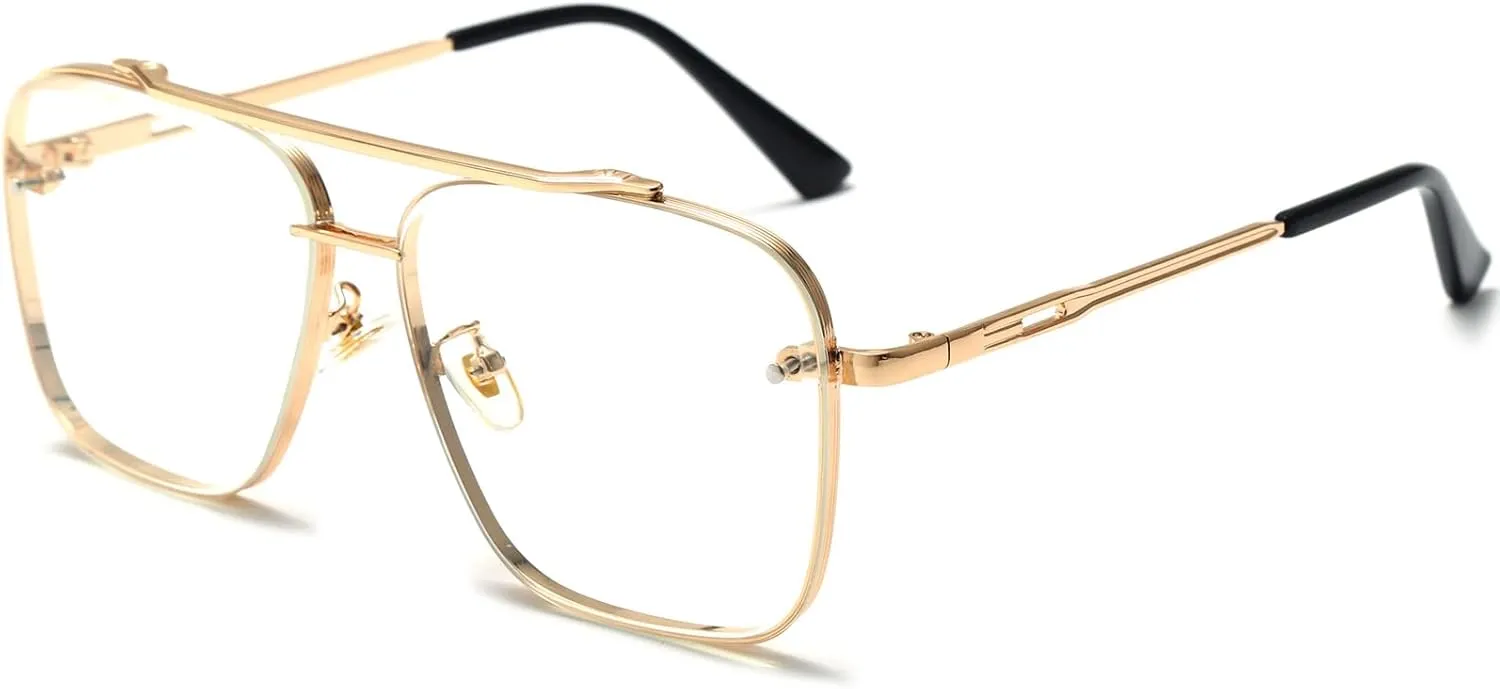 AIEYEZO Square Sunglasses for Men Women Fashion Oversized Glasses Metal Frame Square Aviator Gradient Shades