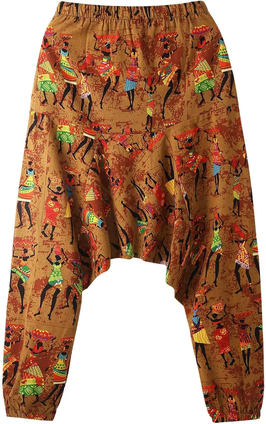 Alalaso Men's Linen Harem Pants Casual Elastic Waist Drawstring Drop Crotch Trouser Aladdin Hippie Summer Beach Yoga Pants
