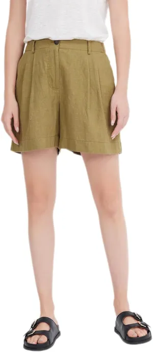 ASSUAL Women's Linen Blend Mid-High Waist Vintage Button Sailor Pants 079