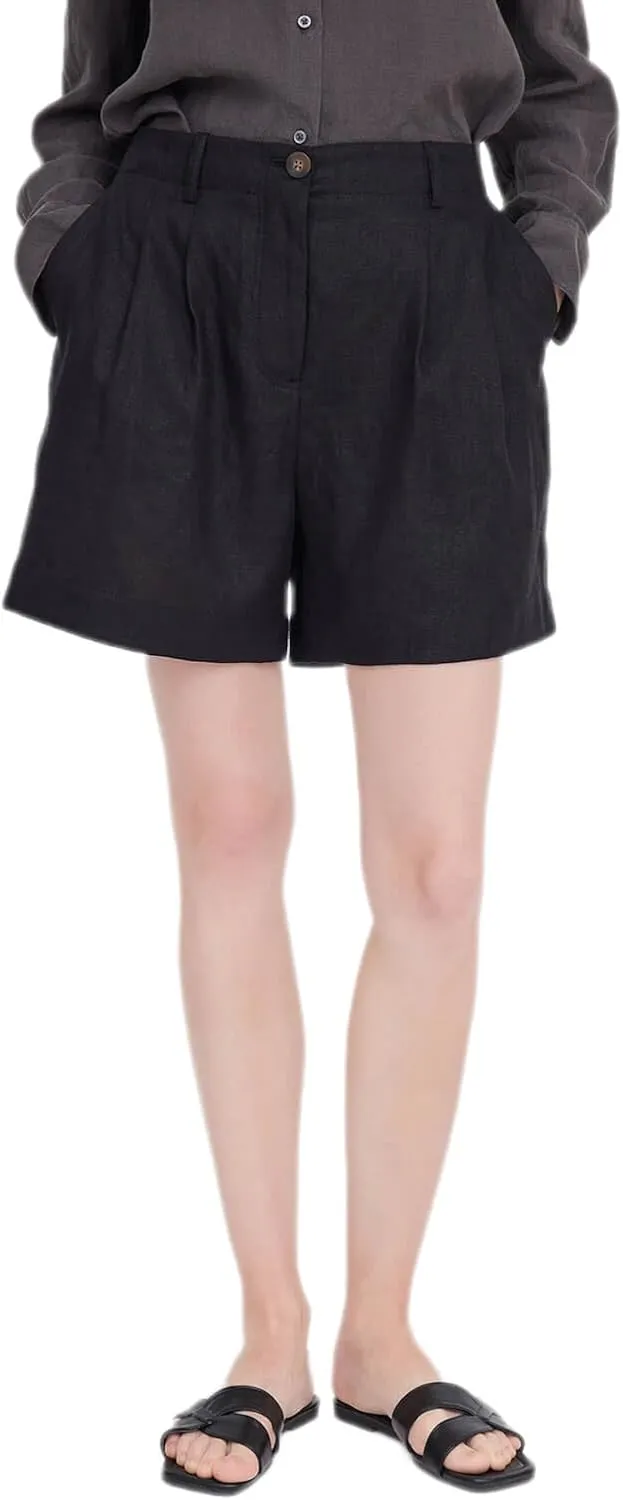 ASSUAL Women's Linen Blend Mid-High Waist Vintage Button Sailor Pants 079