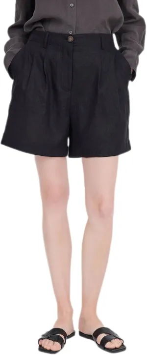 ASSUAL Women's Linen Blend Mid-High Waist Vintage Button Sailor Pants 079