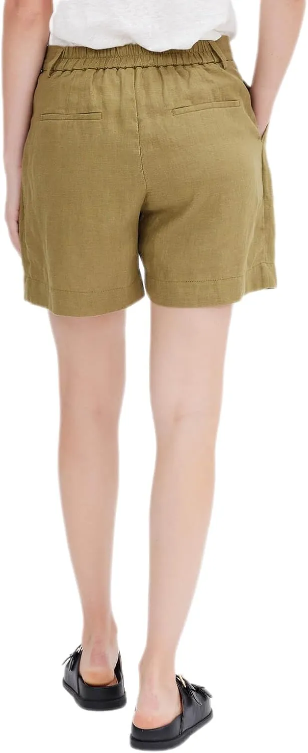 ASSUAL Women's Linen Blend Mid-High Waist Vintage Button Sailor Pants 079