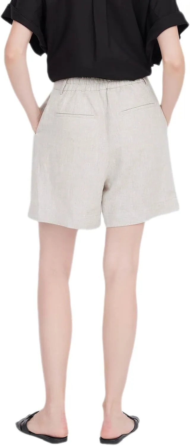 ASSUAL Women's Linen Blend Mid-High Waist Vintage Button Sailor Pants 079