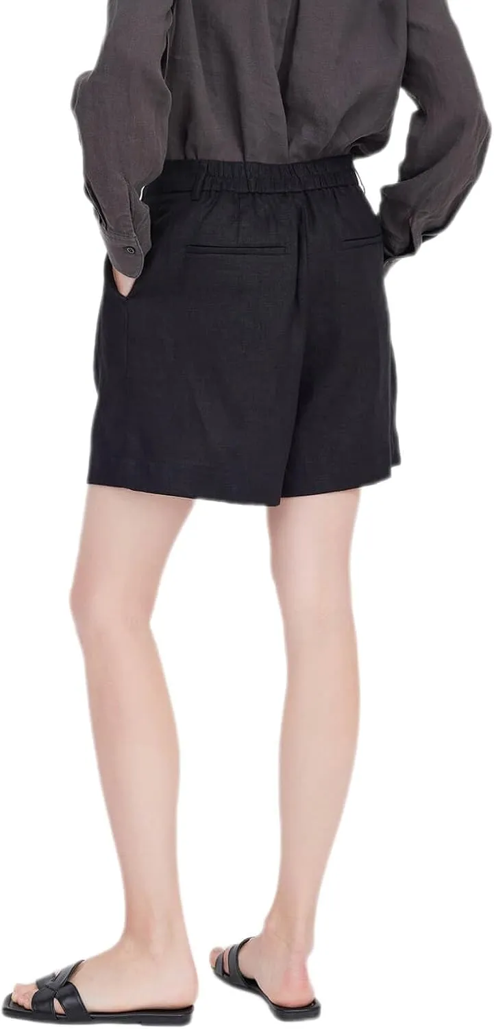 ASSUAL Women's Linen Blend Mid-High Waist Vintage Button Sailor Pants 079