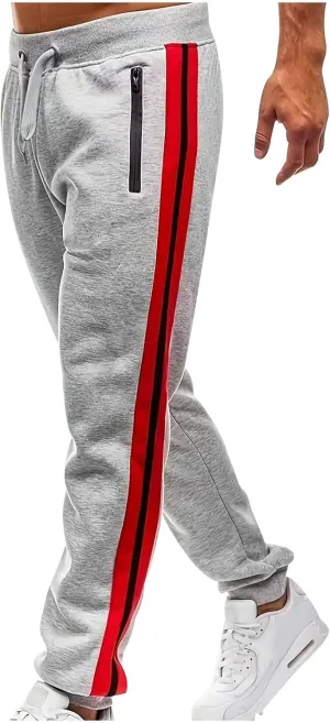 Baggy Sweatpants for Men Oversized Drawstring Color Block Elastic Waist Joggers Athletic Pants with Zipper Pockets