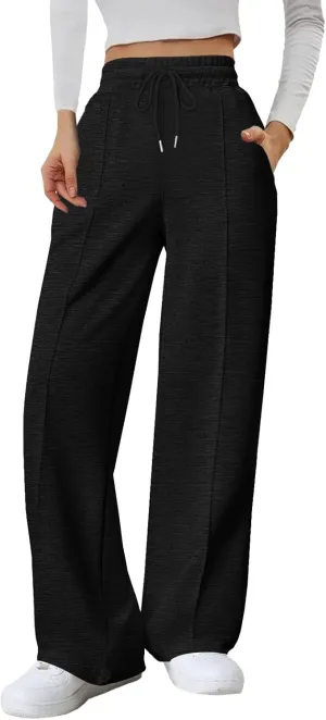 Baggy Sweatpants for Women Fleece High Waisted Joggers with Pockets Athletic Y2k Workout Elastic Waist Pants
