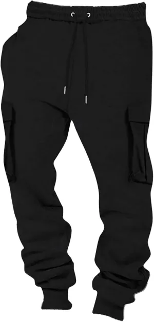 BIFUTON Cargo Joggers Men,Baggy Sweatpants Men Cotton Elastic Waist Drawstring Running Pants Warm Workout Pants with Pockets