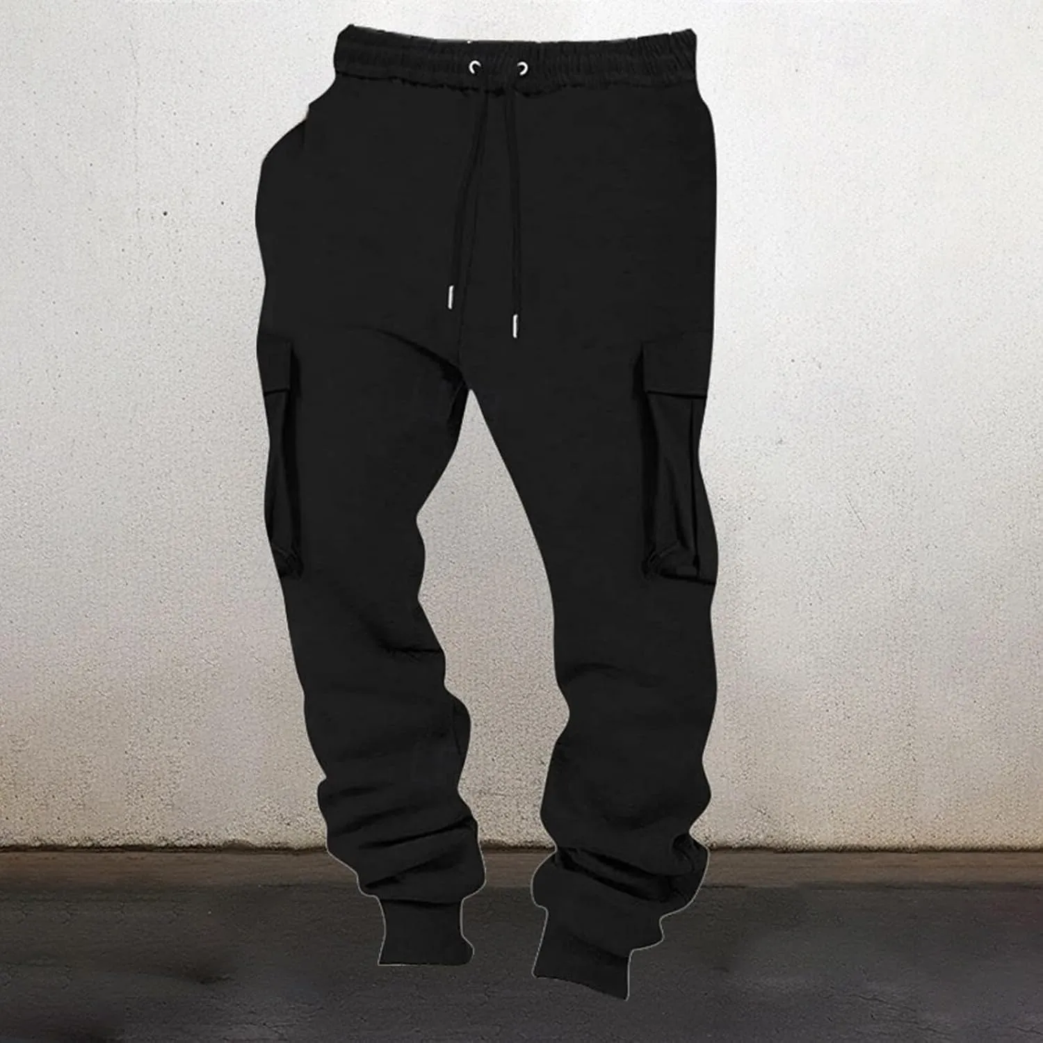 BIFUTON Cargo Joggers Men,Baggy Sweatpants Men Cotton Elastic Waist Drawstring Running Pants Warm Workout Pants with Pockets