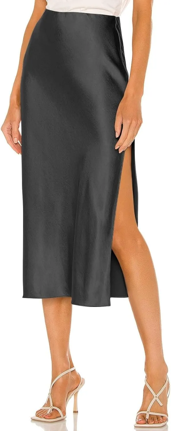 Boho Maxi Skirts for Women High Waist Flowy Skirt Long A-Line Summer Skirt with Slit