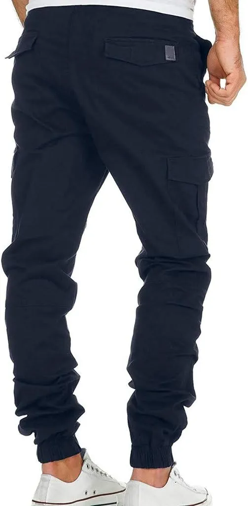Cargo Pants for Men Big and Tall Men's Joggers with Zipper Pockets Running Athletic Workout Pants Tapered Sweatpants