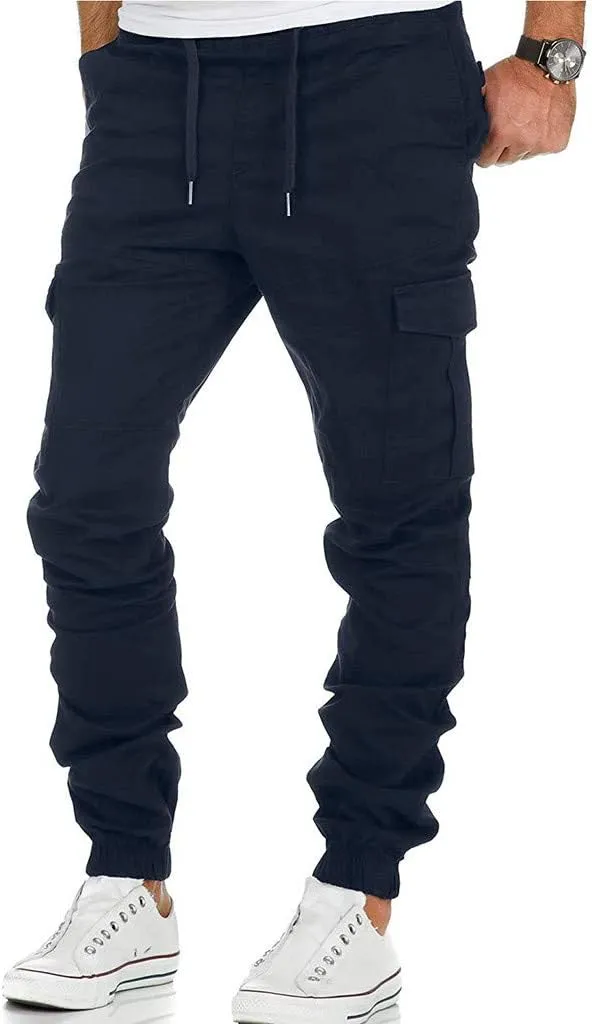 Cargo Pants for Men Big and Tall Men's Joggers with Zipper Pockets Running Athletic Workout Pants Tapered Sweatpants