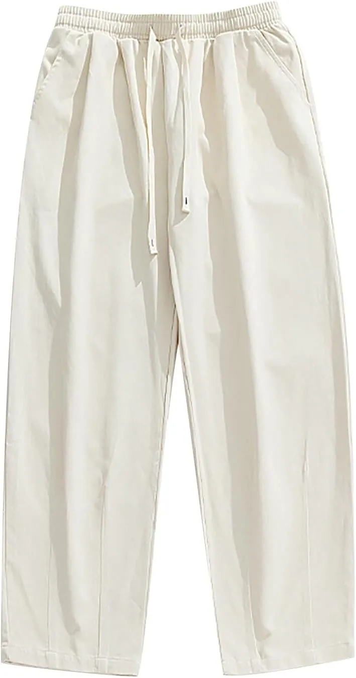 Cargo Pants for Men Relaxed Fit Fleece Cargo Sweatpants Stretch Elastic Waist Sports Trousers with Pocket Mens Casual