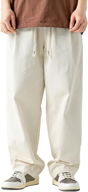 Cargo Pants for Men Relaxed Fit Fleece Cargo Sweatpants Stretch Elastic Waist Sports Trousers with Pocket Mens Casual