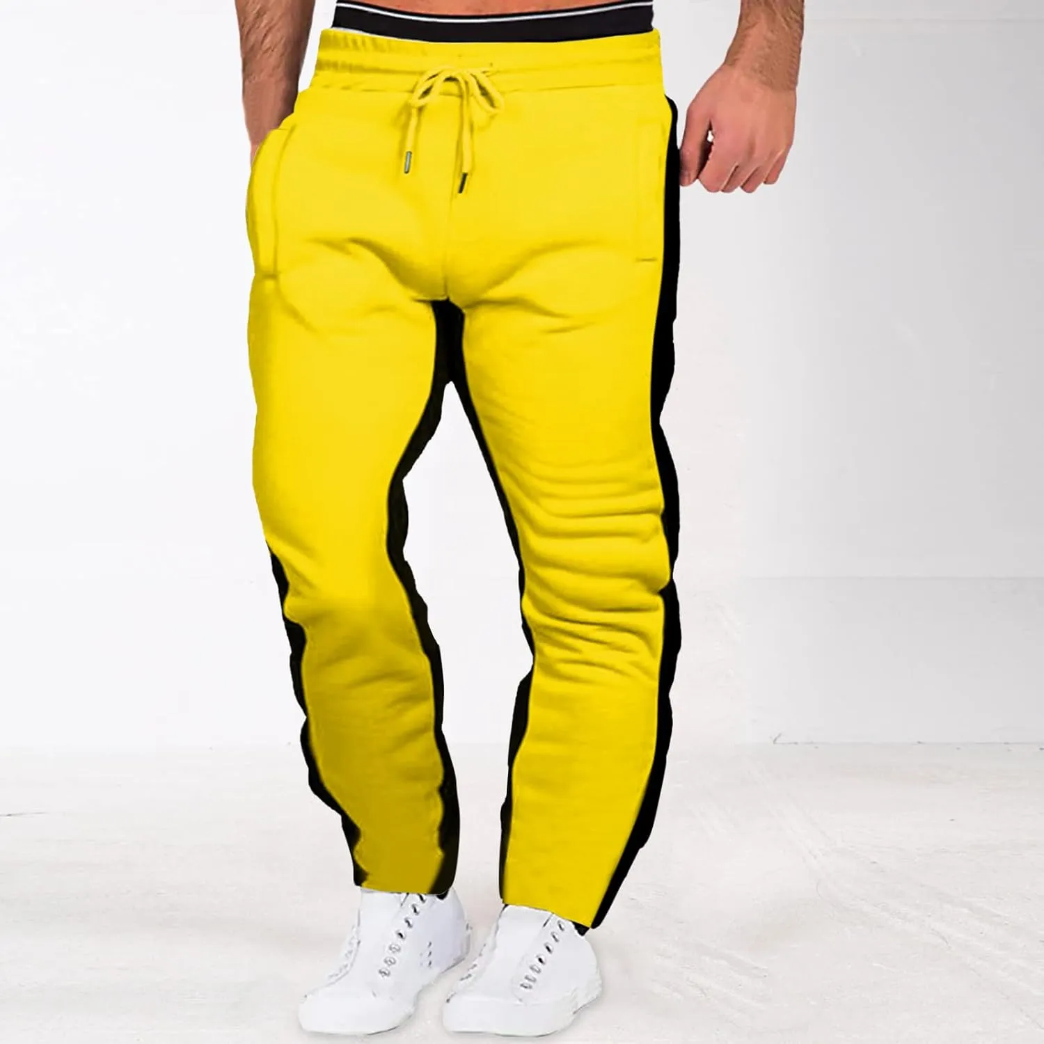 Cargo Pants for Men Relaxed Fit Men's Heavyweight Fleece Cargo Sweatpants Elastic Waist Baggy Workout Joggers Stretch