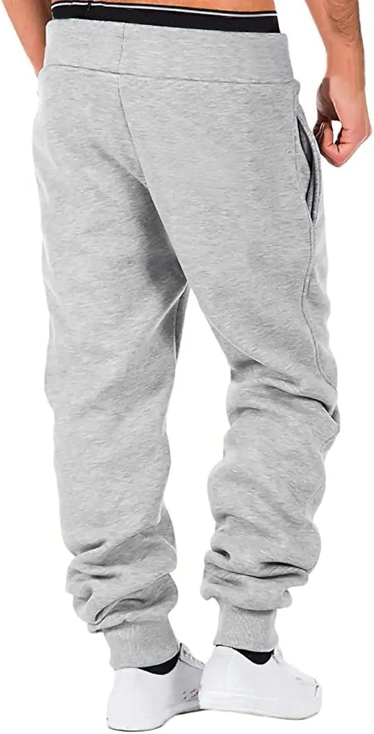 Casual Sweatpants for Men Mens Casual Hip Hop Pants Solid Color Track Cuff Workout Pants with Lightweight Sweatpants