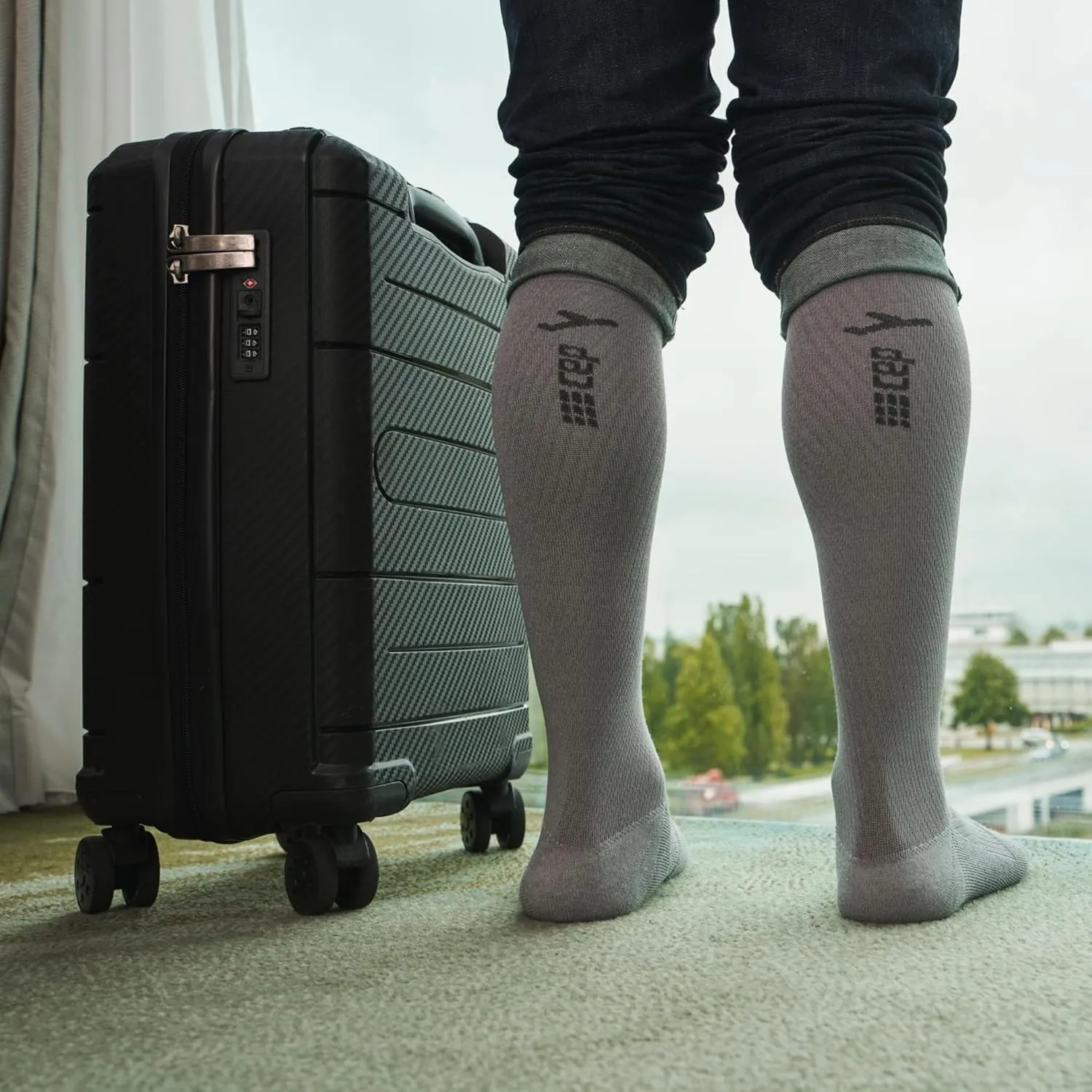 CEP 2024 New Flight Tall Compression Socks for Men | 20-30mmHg Lightweight Knee High Socks for Travel, Flying, and Driving