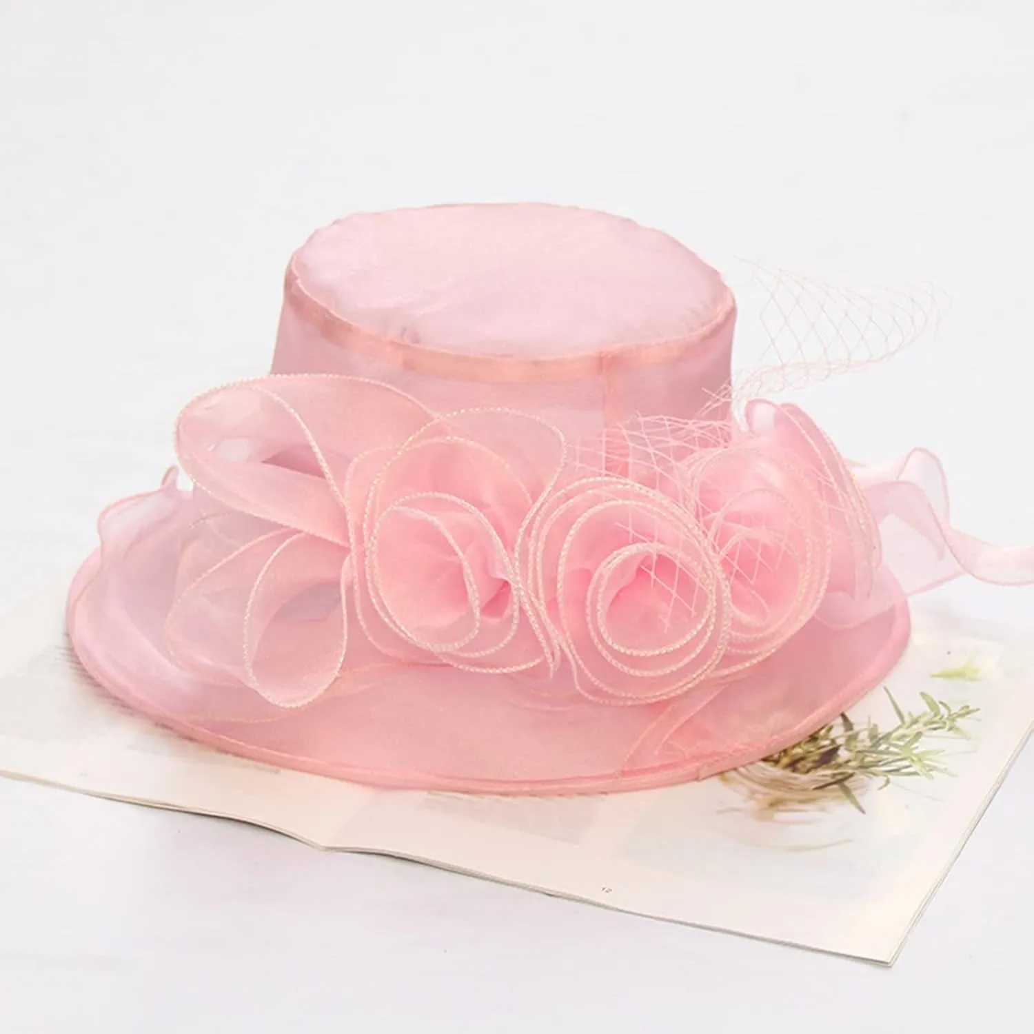 Church Hats for Women 2024 Elegant Ladies Church Summer Hat Wide Brim Leaf Flower Bridal Dress Hat