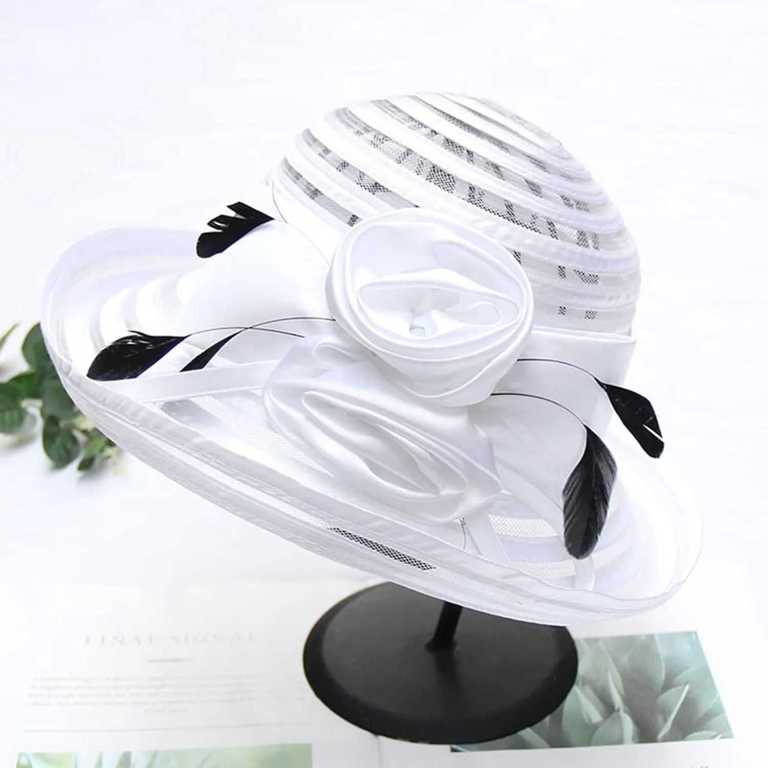 Church Hats for Women 2024 Elegant, Womens Summer Sunhat Packable Wide Brim Hats Organza Derby Sun Hat
