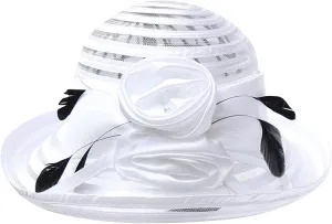 Church Hats for Women 2024 Elegant, Womens Summer Sunhat Packable Wide Brim Hats Organza Derby Sun Hat