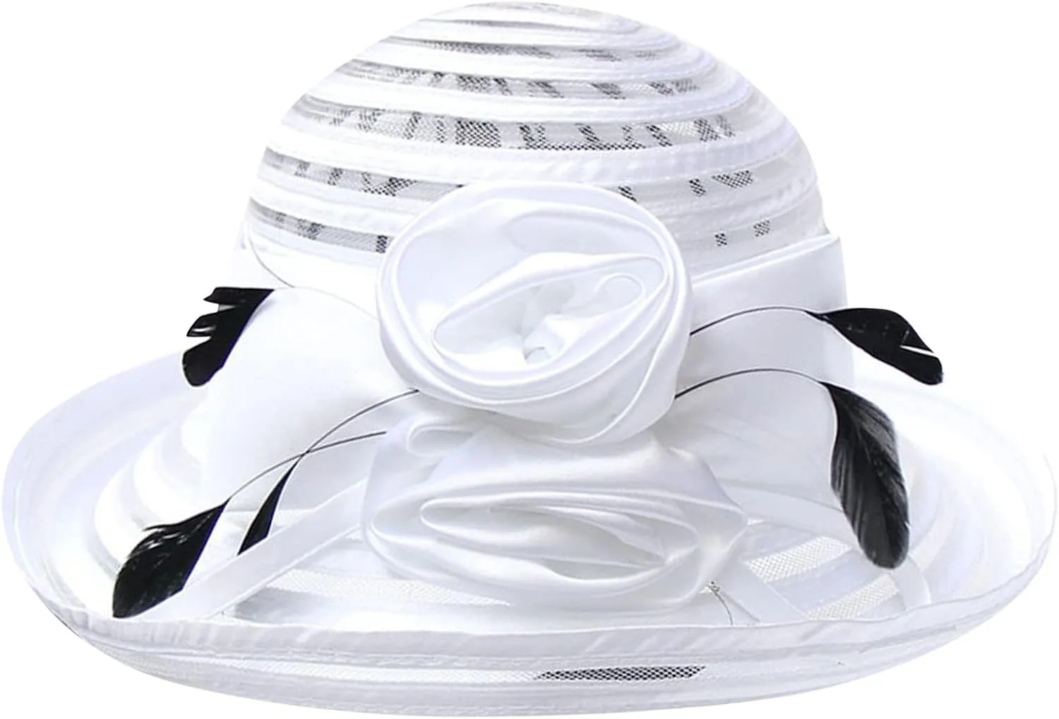 Church Hats for Women 2024 Elegant, Womens Summer Sunhat Packable Wide Brim Hats Organza Derby Sun Hat