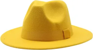 Classic Flat Top Fedora Hat Wide Brim Hats Pork-Pie Hat Boater Hat Church Cap for Women Men