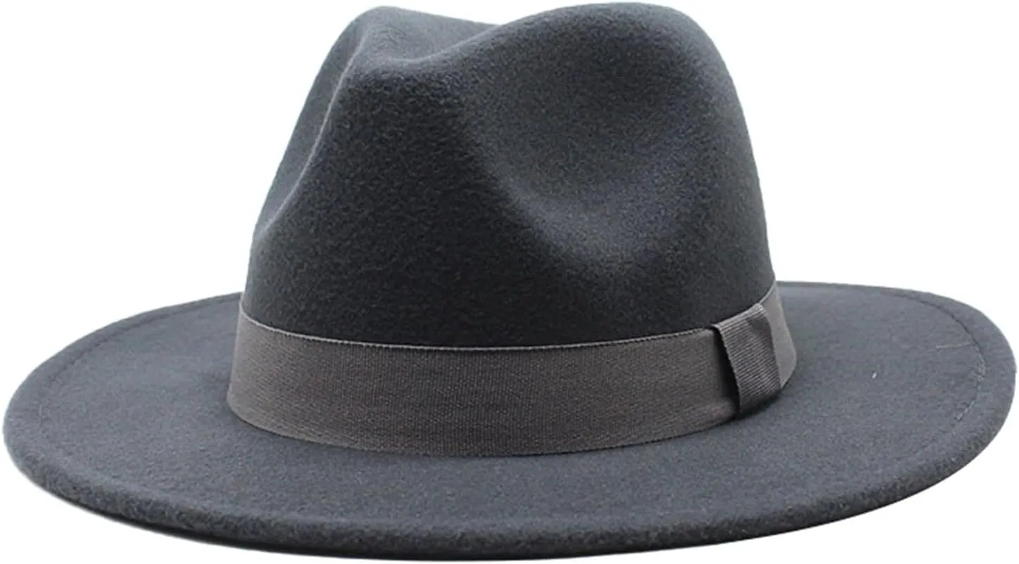 Classic Flat Top Fedora Hat Wide Brim Hats Pork-Pie Hat Boater Hat Church Cap for Women Men