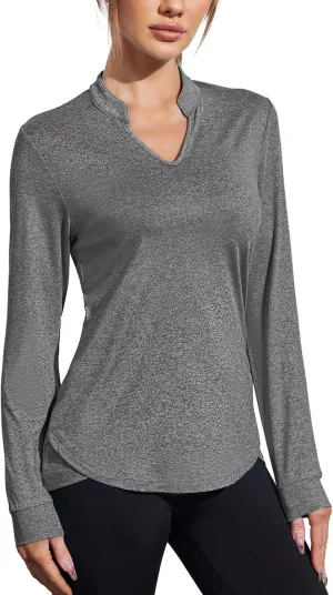 COOrun Workout Shirts for Women Long Sleeve Yoga Tops Casual Hiking Tee Shirt Athletic Breathable Top Quick Dry