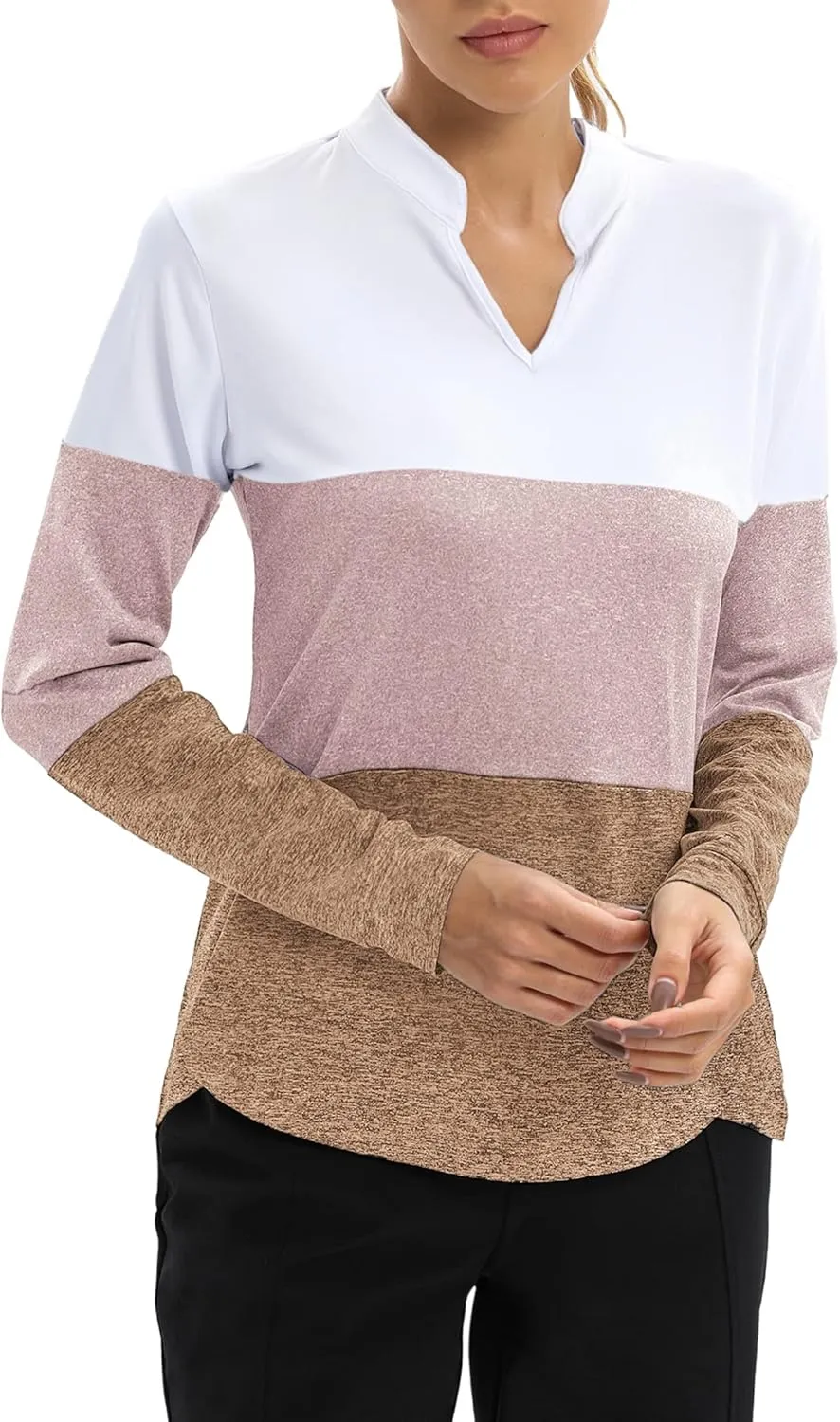 COOrun Workout Shirts for Women Long Sleeve Yoga Tops Casual Hiking Tee Shirt Athletic Breathable Top Quick Dry