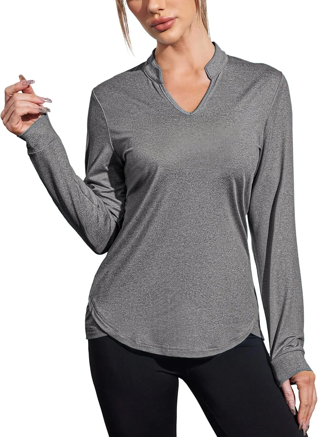 COOrun Workout Shirts for Women Long Sleeve Yoga Tops Casual Hiking Tee Shirt Athletic Breathable Top Quick Dry