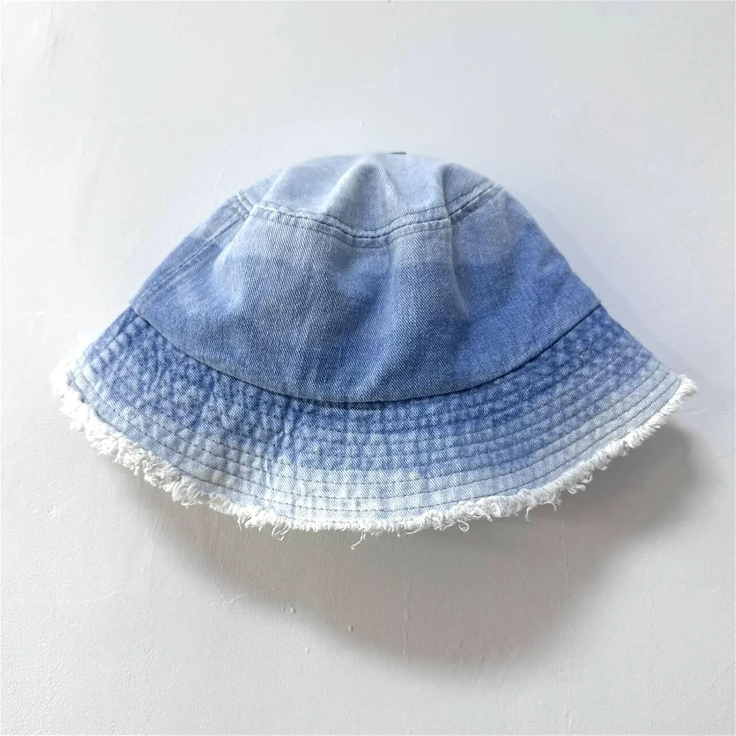 Cotton Denim Frayed Bucket Hats for Women Patchwork Distressed Washed Floppy Jean Fisherman Wide Brim Boonie Caps