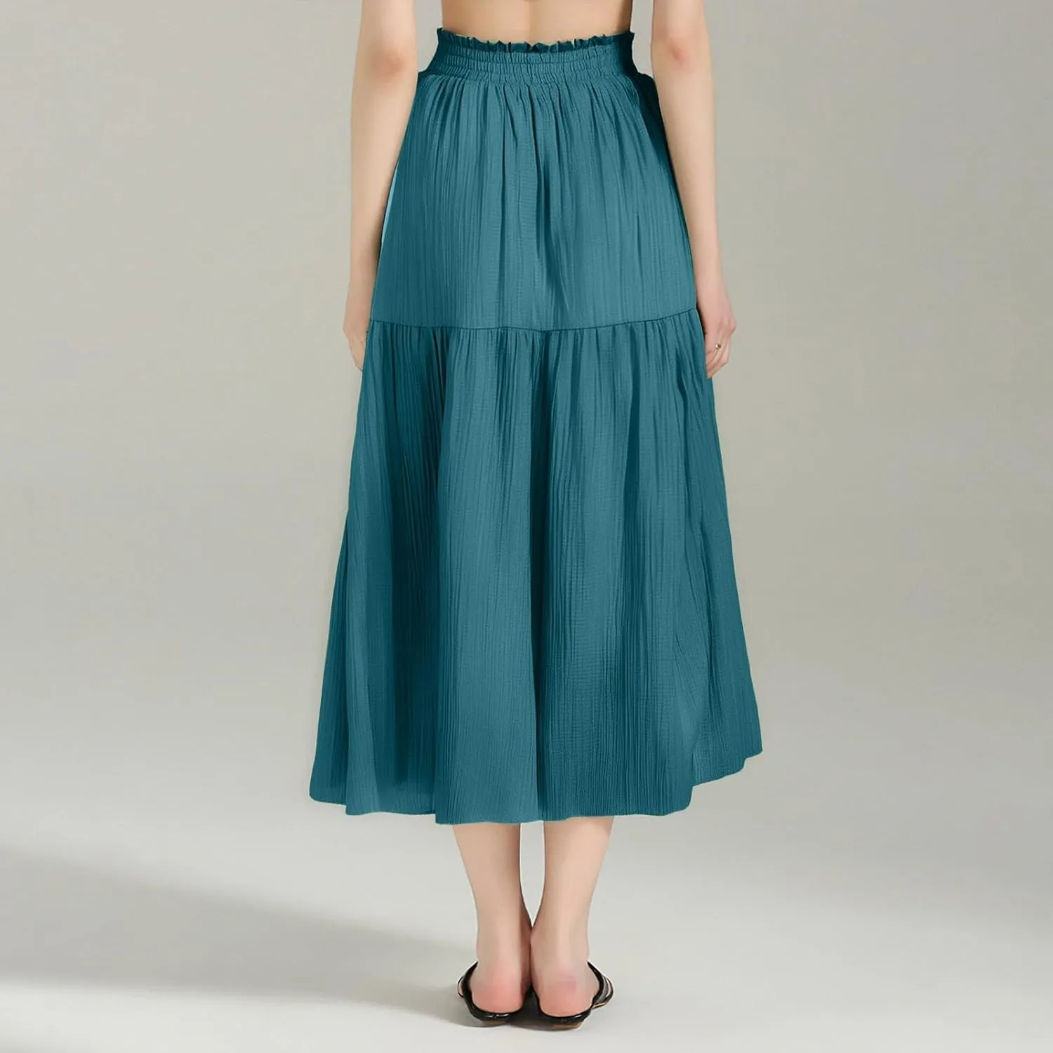 Cotton Maxi Skirt for Women High Waist Boho Flowy A-Line Long Summer Skirt