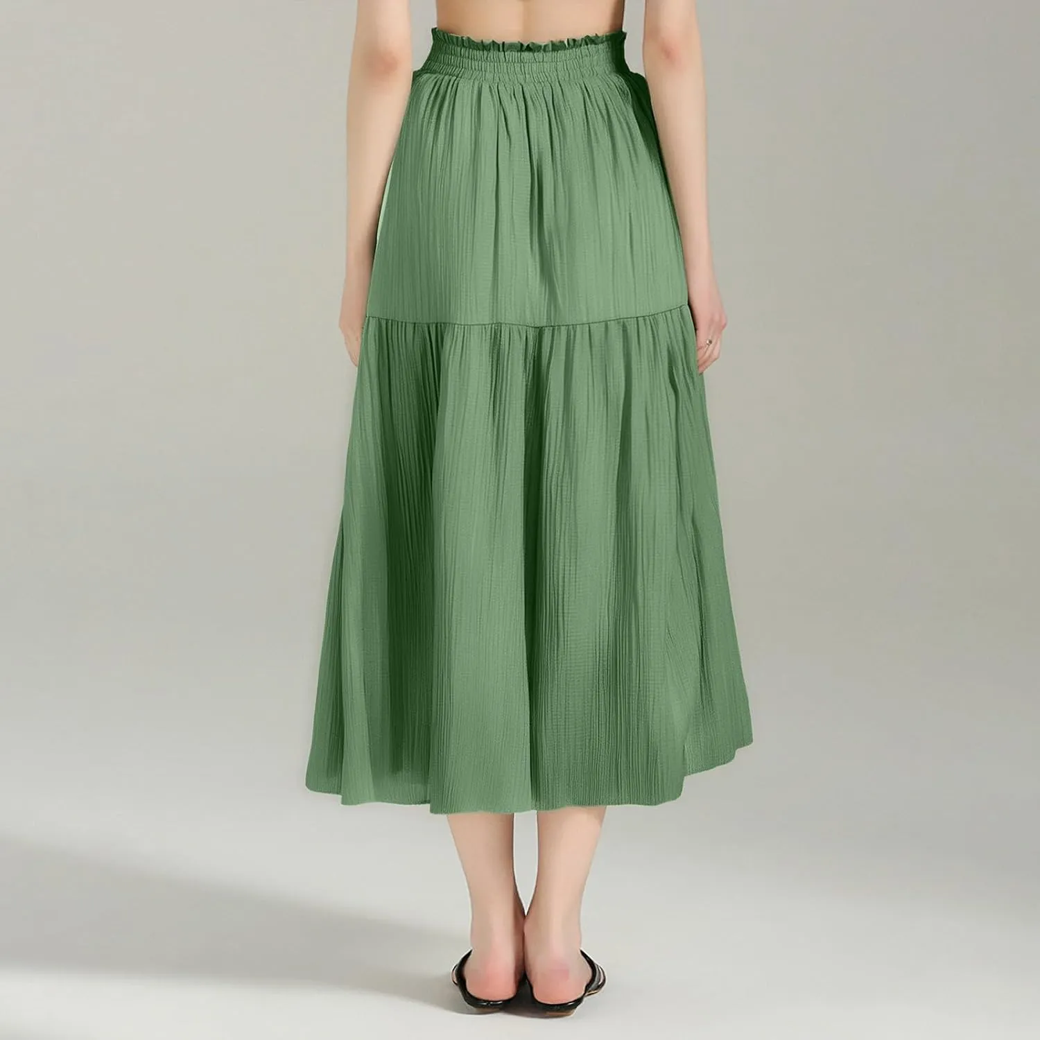 Cotton Maxi Skirt for Women High Waist Boho Flowy A-Line Long Summer Skirt