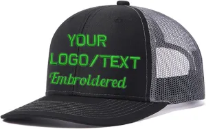Custom Hat, Customize Embroidered Logo/Text on Trucker Hats, Embroidered Baseball Hat for Men Women, Mesh Back, Adjustable