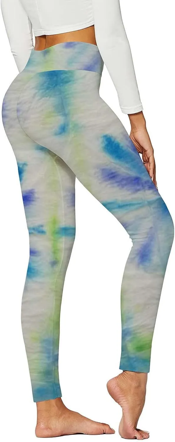 DASAYO Tie Dye Leggings for Women Fashion High Waist Tummy Control Full Length Yoga Pants Workout Fitness Activewear Leggings