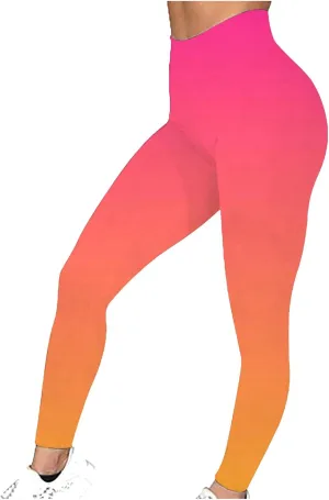 DASAYO Womens Fashion Activewear Leggings High Waist Full Length Ombre Workout Gym Fitness Yoga Pants