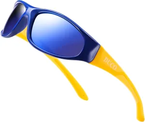 DUCO Sports Polarized Kids Sunglasses Boys Girls Unbreakable Youth Baseball Shades UV400 Protection Age 6-10 K001