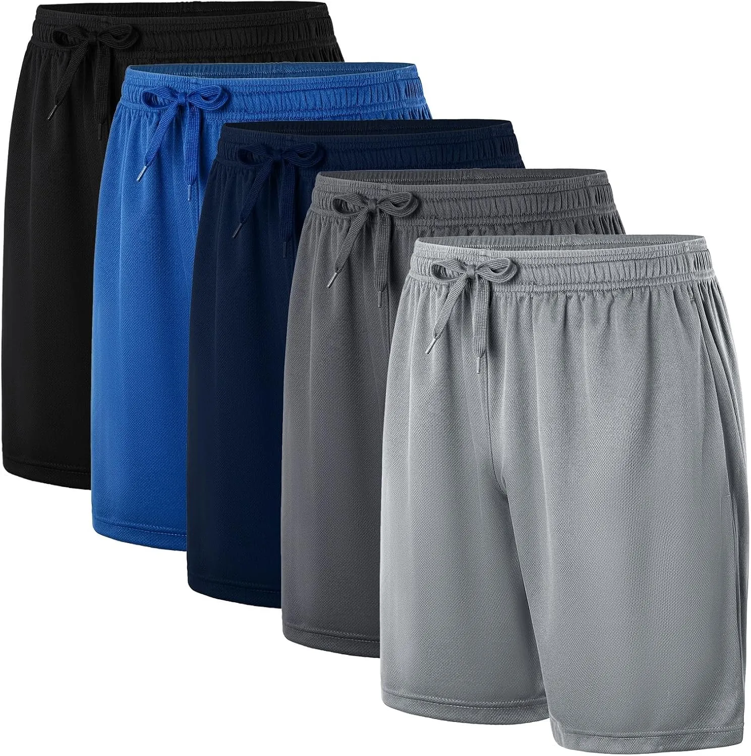 Facitisu Men Athletic Shorts Pack Lightweight Activewear Quick Dry Elastic Waistband Workout Shorts