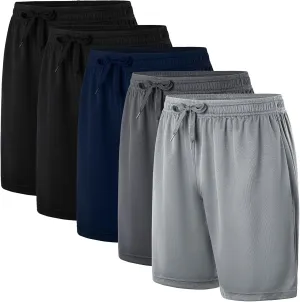 Facitisu Men Athletic Shorts Pack Lightweight Activewear Quick Dry Elastic Waistband Workout Shorts