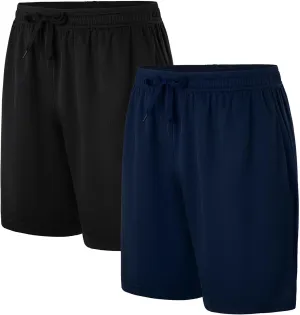 Facitisu Men Athletic Shorts Pack Lightweight Activewear Quick Dry Elastic Waistband Workout Shorts