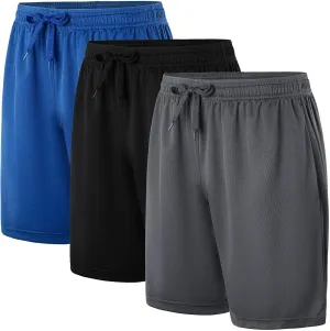 Facitisu Men Athletic Shorts Pack Lightweight Activewear Quick Dry Elastic Waistband Workout Shorts