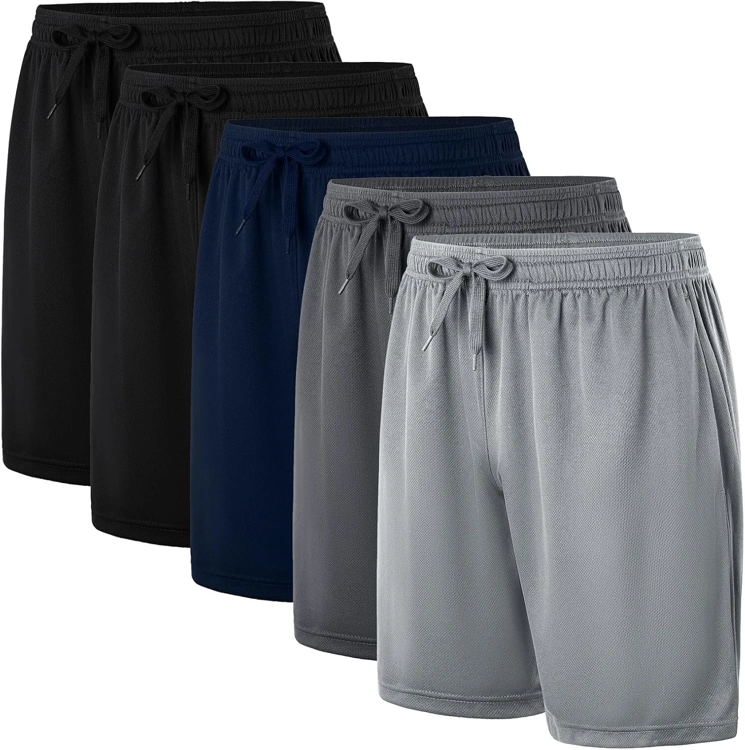 Facitisu Men Athletic Shorts Pack Lightweight Activewear Quick Dry Elastic Waistband Workout Shorts